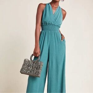Anthropologie Teal Jumpsuit 2x NWT